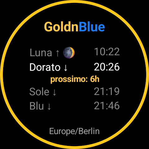 Scheda GoldnBlue a mezzogiorno, anello dorato uniforme e calmo