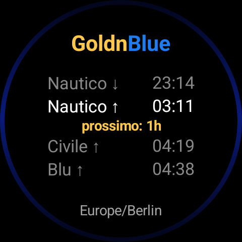 Scheda GoldnBlue di notte, anello blu navy uniforme e profondo